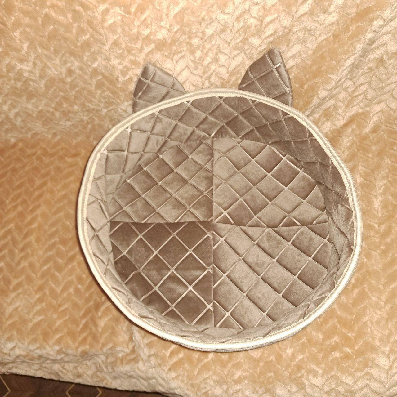 Лежак для кошек d 30 см Бежевый с коричневым - фото 3