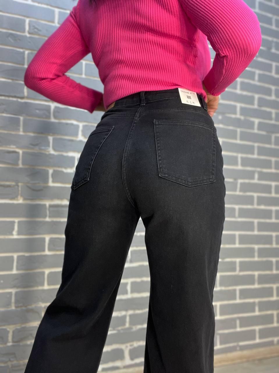 Джинсы женские Its Basic 2506 палаццо вытачки на бедрах стрейчевые р. 34 Черный (2976) - фото 2
