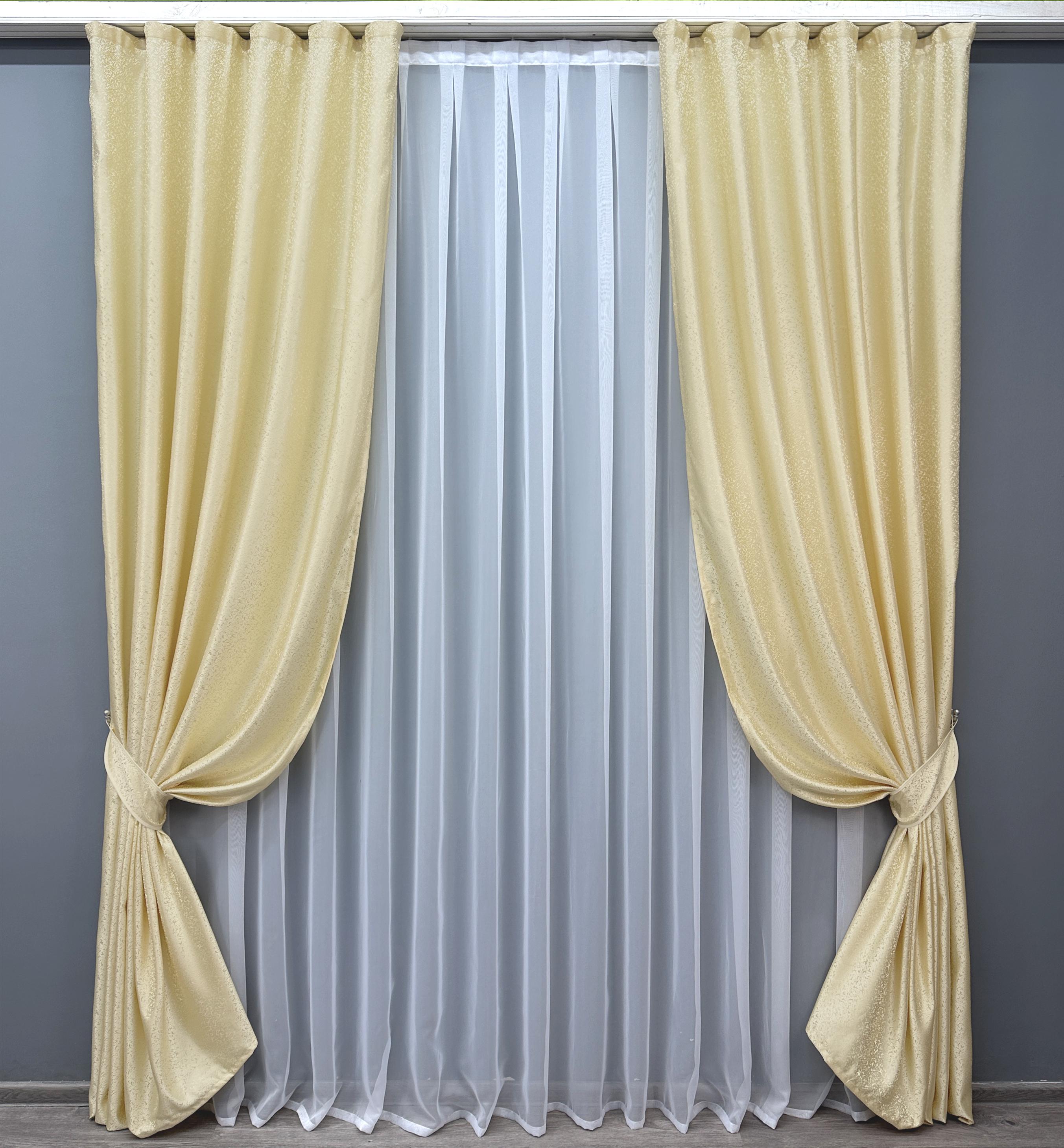 Комплект штор VR-Textil № 1054ш жаккард 150х270 см 2 шт. Светло-золотистый (30-869)