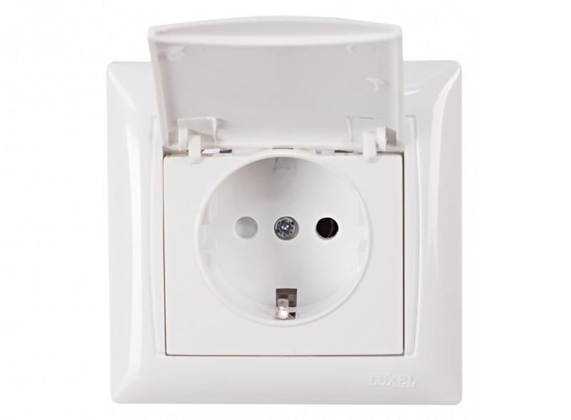 Розетка с заземлением Luxel Primera и крышкой Белый (3011)