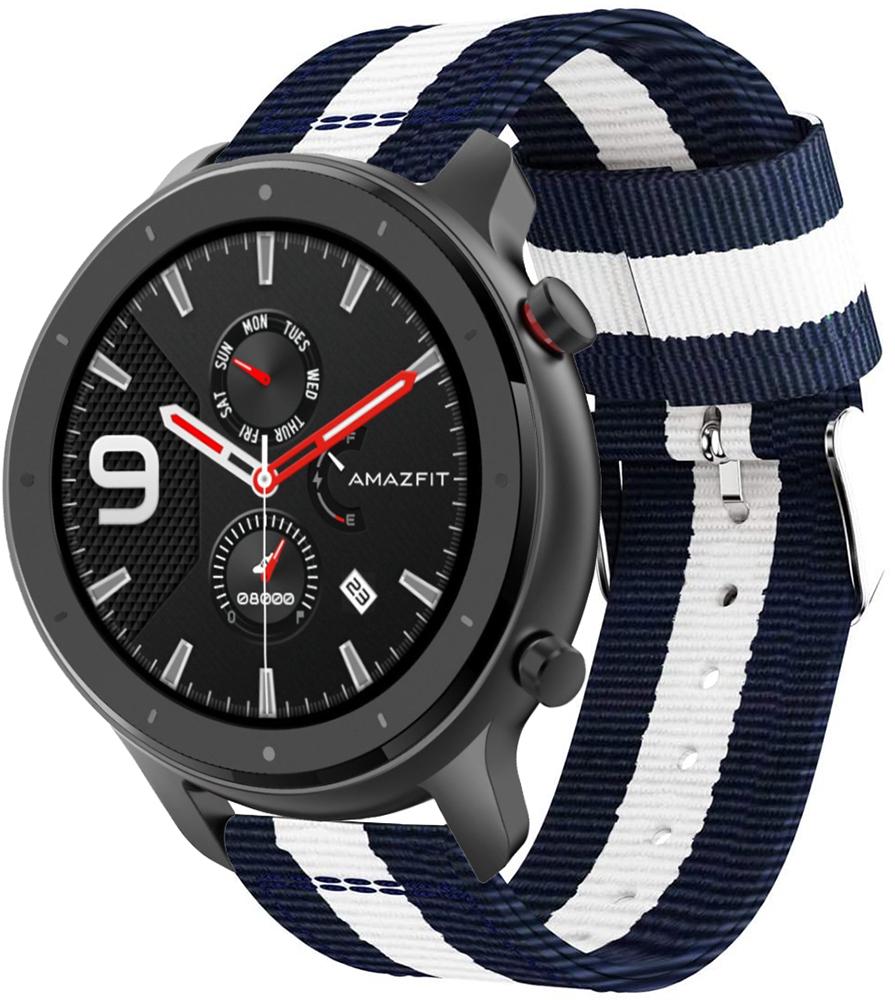 Ремешок тканевый Canvas для Amazfit GTR 47 мм Blue/White (19676)