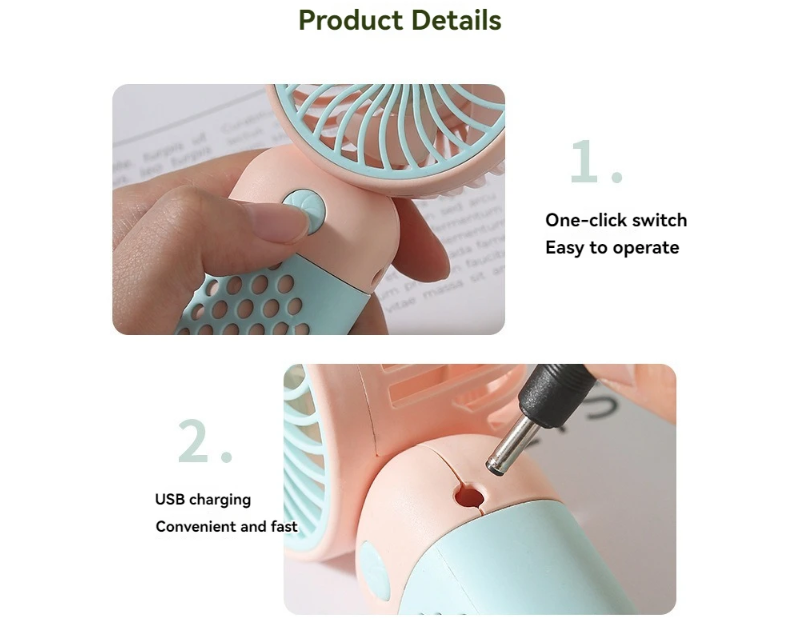 Вентилятор ручной аккумуляторный USB (107) - фото 4