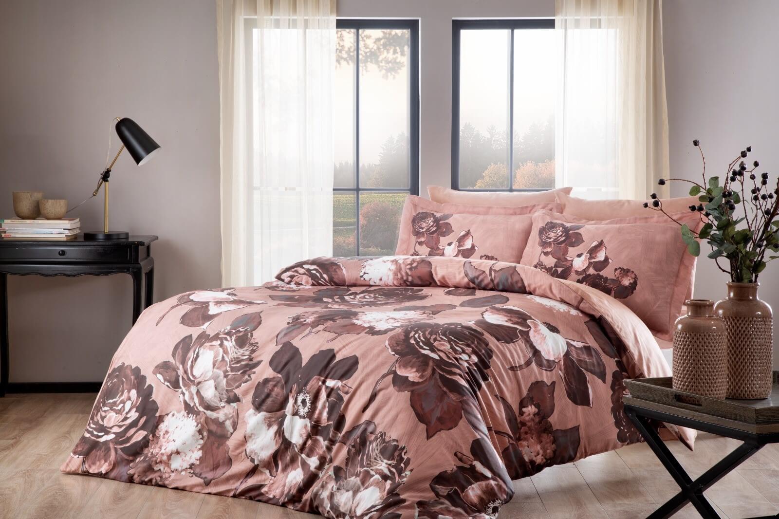 Постельное белье TAC Digital Avila pembe v01 семейный Розовый (svt-2000022297271)