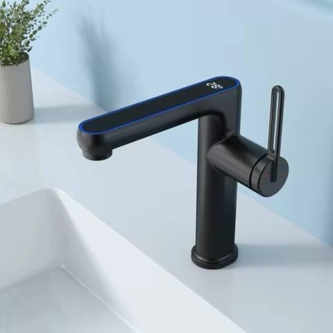 Смеситель на умывальник Kraft 5053 с цифровым дисплеем Black