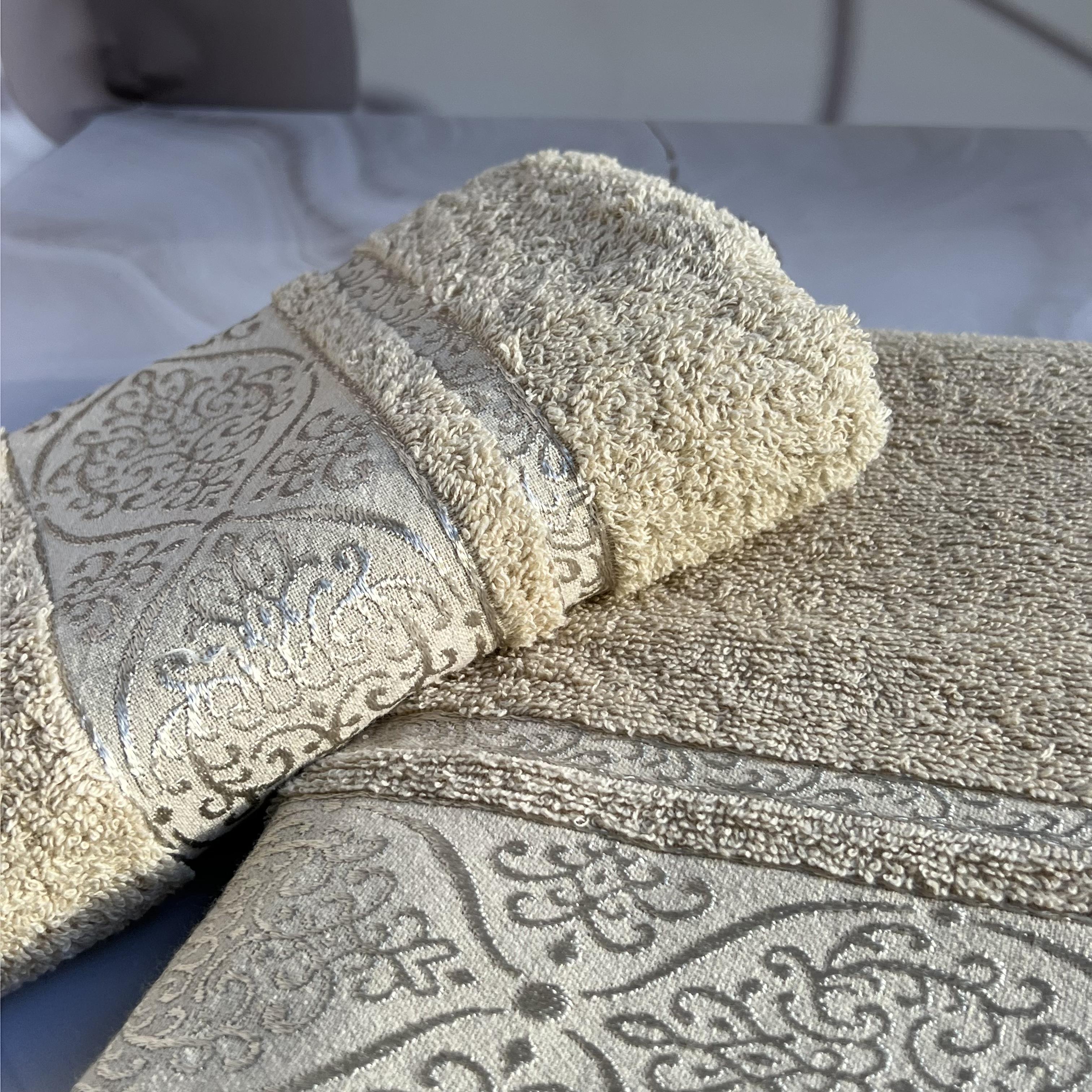 Набор полотенец банное и для лица 70х40 см/50х90 см 2 шт. Бежевый (mame2v1venz1-bej) - фото 4 Набор полотенец банное и для лица 70х40 см/50х90 см 2 шт. Бежевый (mame2v1venz1-bej) - фото 4