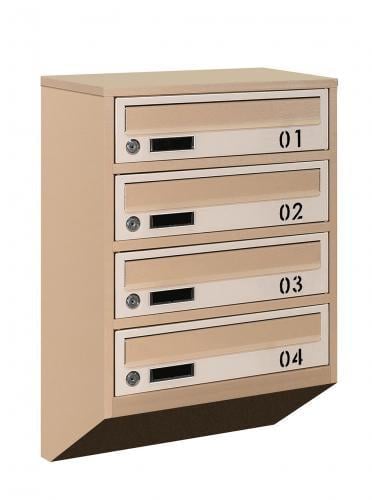 Почтовый ящик Галиндустрия E1-04-B металлический многосекционный на 4 квартиры Бежевый (132-119-000004714)