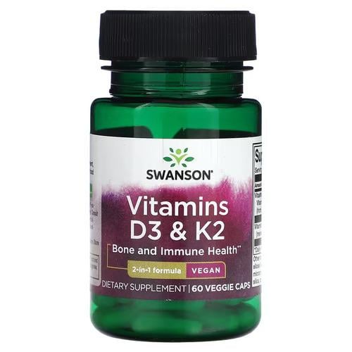 Витамин D3+K-2 Swanson Vitamins D3&K2 2000IU/75mcg 60 капс. (SWV11809)