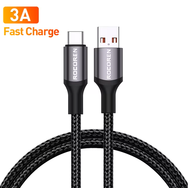 Кабель Rocoren 3A USB A-Type C 1 м Серый (RCPBAT-RT0G) - фото 4