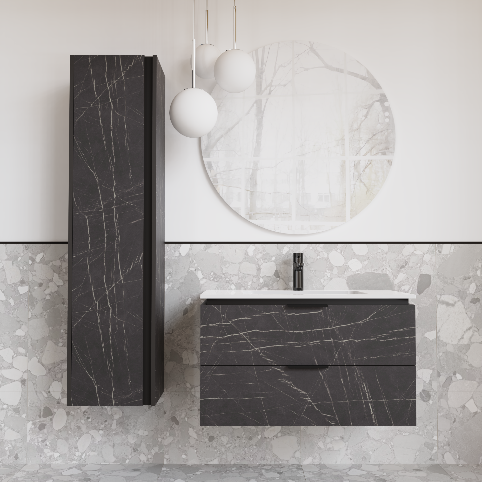 Тумба підвісна з раковиною MVK Vostok Icon 80 В2 800х450х530 мм Камінь П'єтра Гріджо Чорний (p280pg) - фото 4 Тумба підвісна з раковиною MVK Vostok Icon 80 В2 800х450х530 мм Камінь П'єтра Гріджо Чорний (p280pg) - фото 4