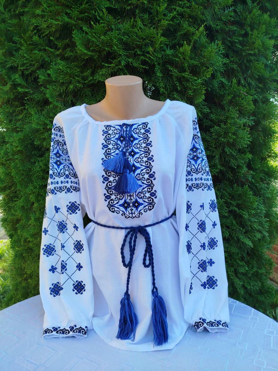 Вишиванка для пари з вишивкою р. 42 Білий/Синій (1127111153) - фото 2