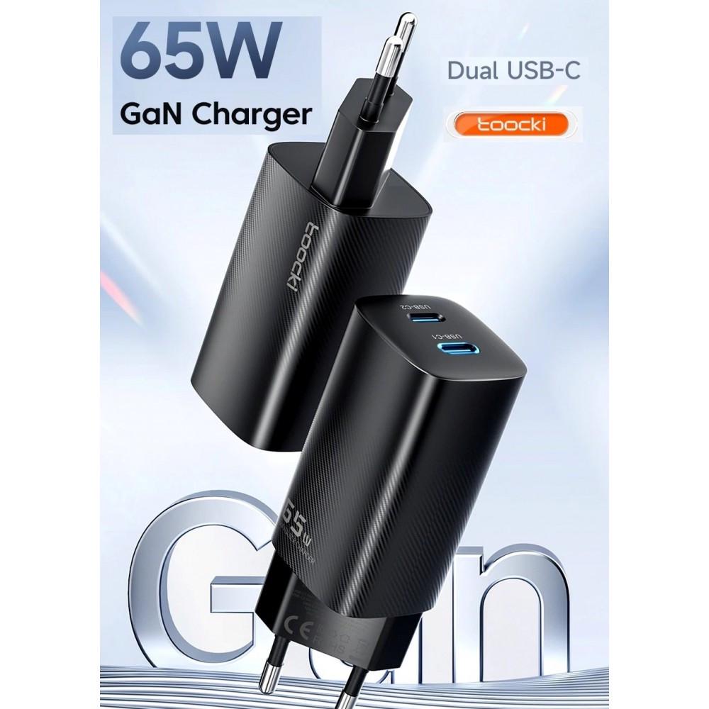 Зарядний пристрій мережевий Toocki GAN 65W 2 type-c з кабелем Black (25397353) - фото 7 Зарядний пристрій мережевий Toocki GAN 65W 2 type-c з кабелем Black (25397353) - фото 7