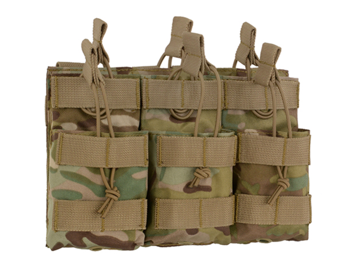 Тактический подсумок 8Fields на 6 магазинов для АК M4 M16 AR-15 открытый штурмовой с эластичными фиксаторами и системой крепления MOLLE Мультикам