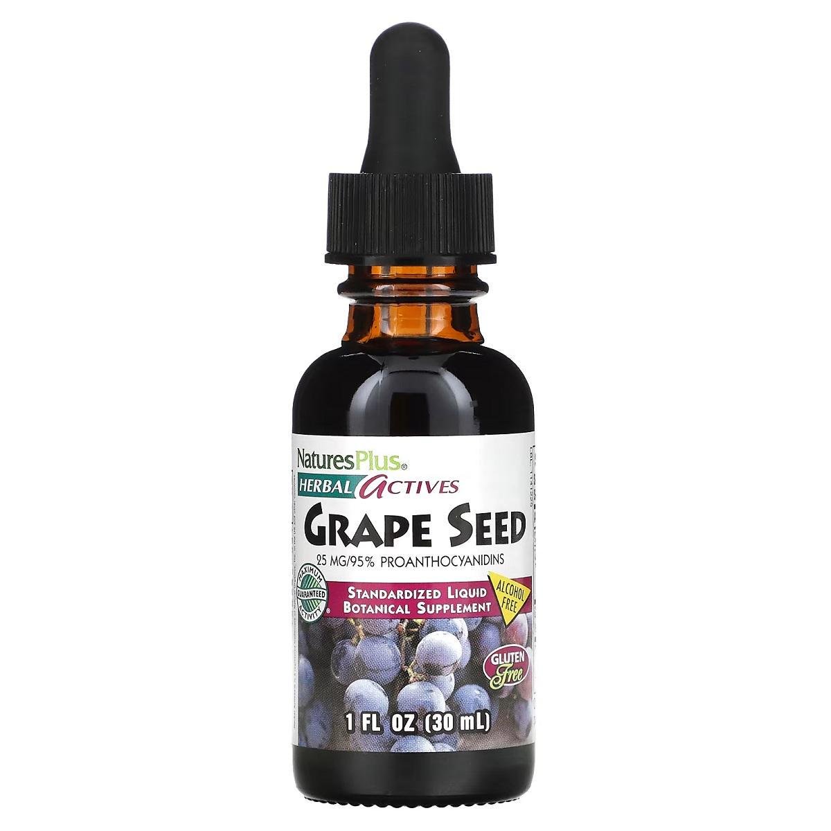 Екстракт виноградних кісточок без спирту Grape Seed Natures Plus 30 мл 25 мг (77942)