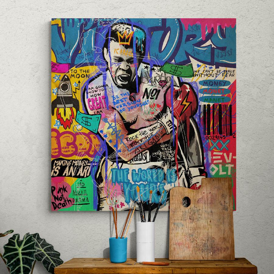 Картина на холсте HolstPrint Мохаммед Али боксер 70х70 см