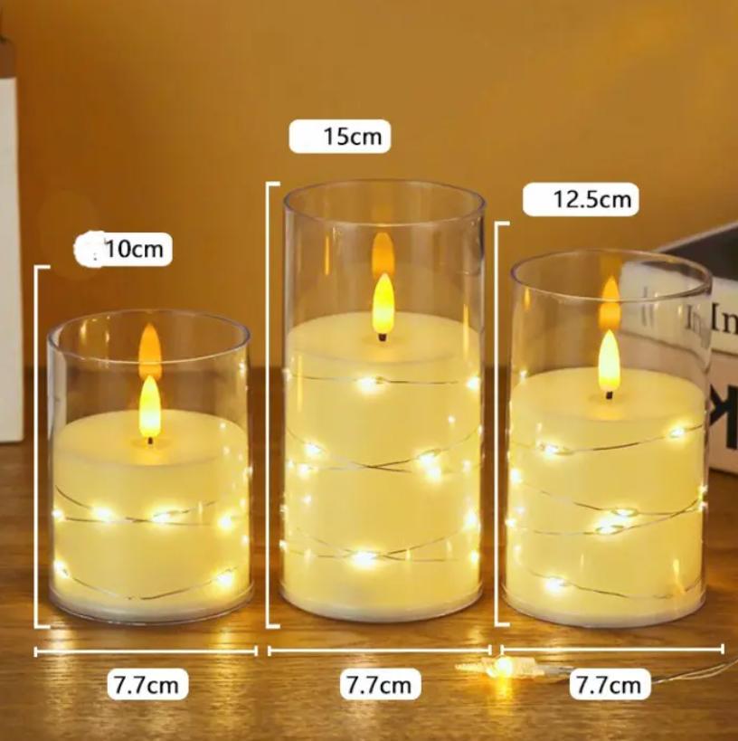 Набор 3 светодиодные электронные свечи LED 3 штуки в комплекте на батарейках с тёплым белым светом 2026 MA765 - фото 3 Набор 3 светодиодные электронные свечи LED 3 штуки в комплекте на батарейках с тёплым белым светом 2026 MA765 - фото 3