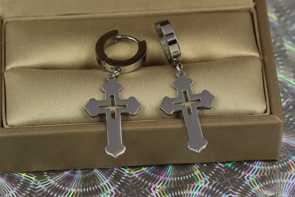 Серьги подвески Xuping Jewelry крестики 4 см Серебристый