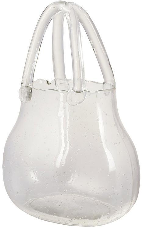 Ваза для квітів скляна жіноча сумочка 7,5х12х25 см Прозорий