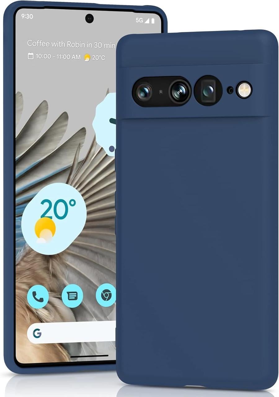 Силиконовый чехол для Google Pixel 7 Pro (с микрофиброй внутри) Темно-синий