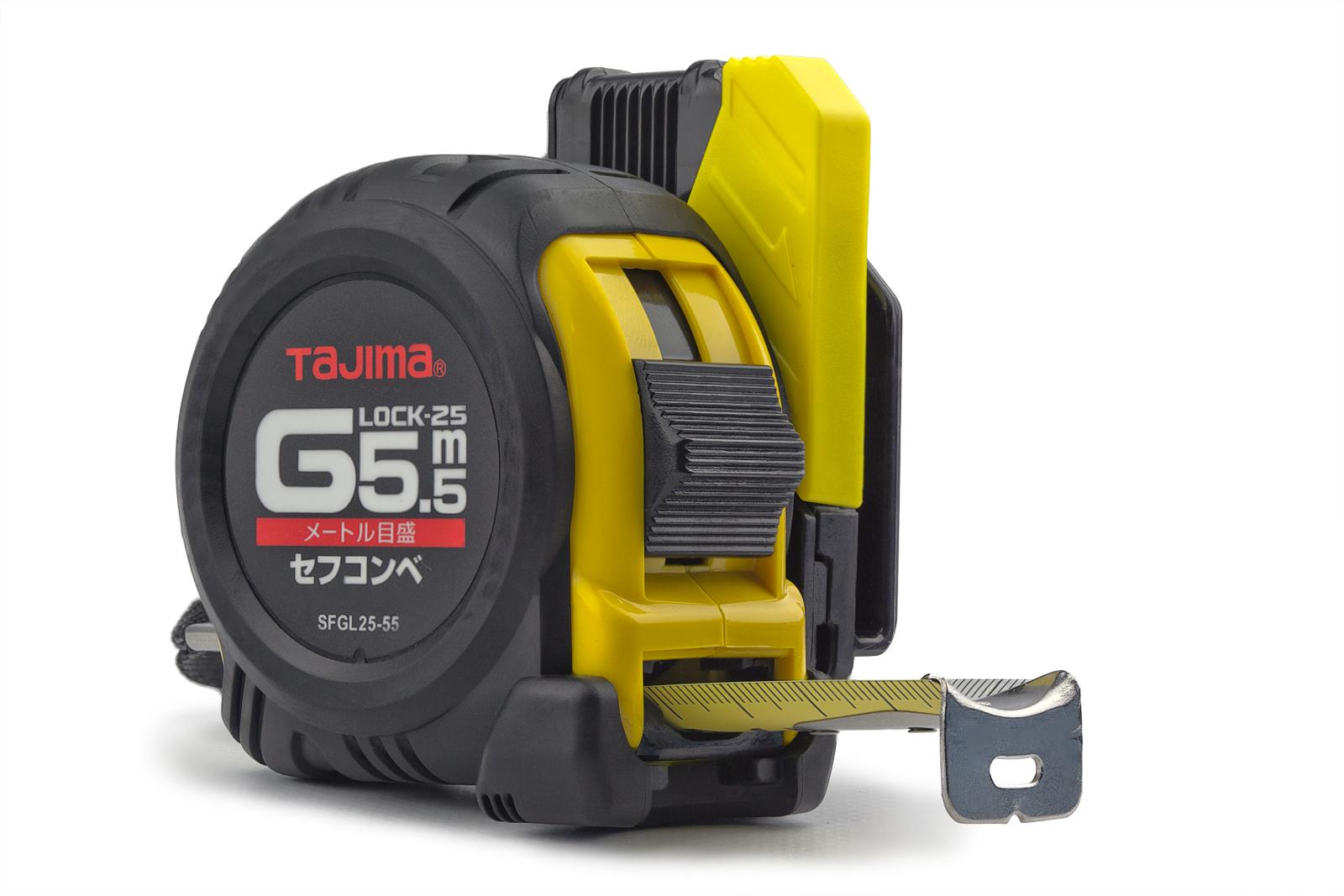 Рулетка будівельна Tajima G Lock SFGL25-55BL ударостійка з тримачем на ремінь 5,5 м (1001-1660)