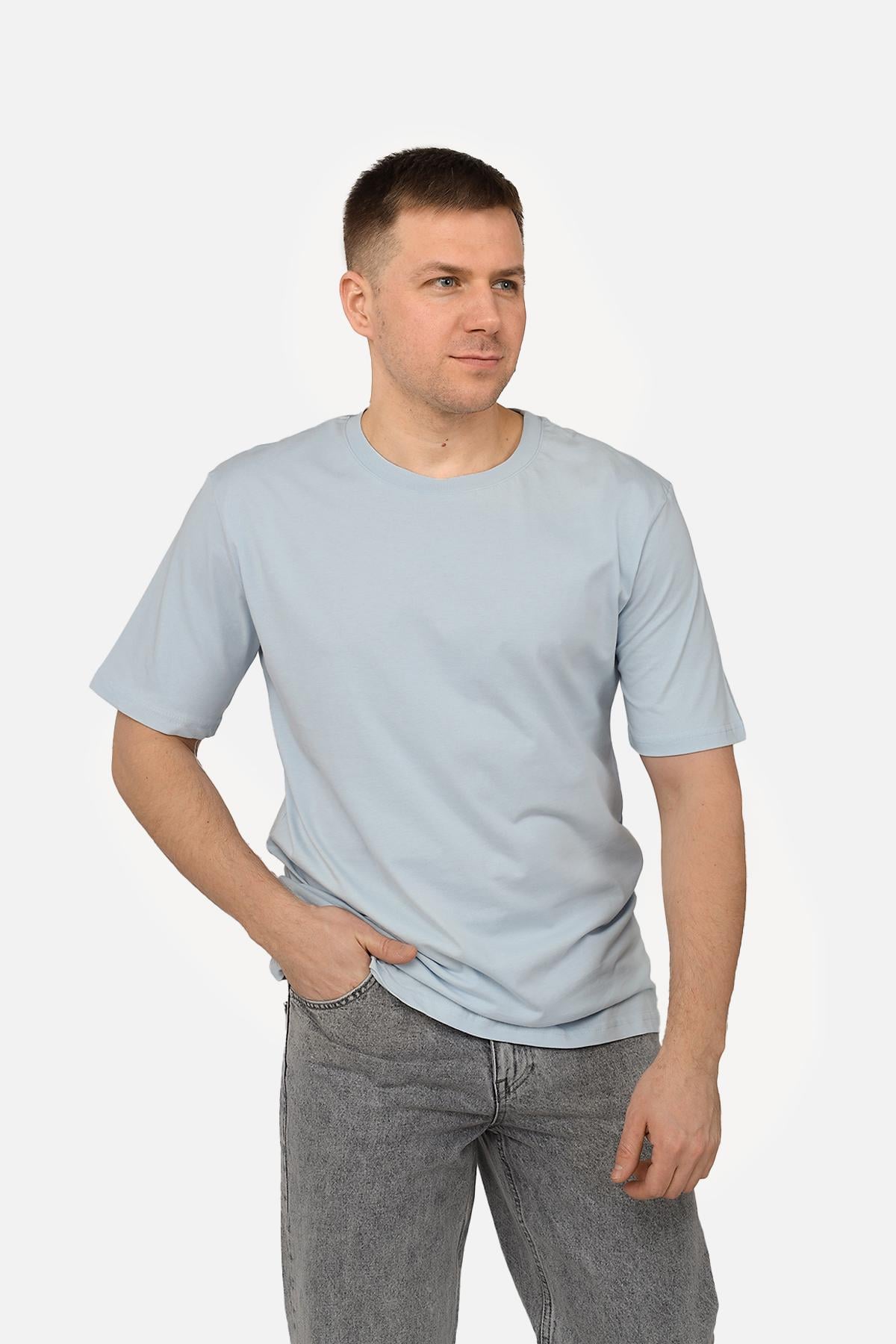 Футболка мужская ЦБ-00267766 с коротким рукавом р. 52 Голубой (SKT001039011)