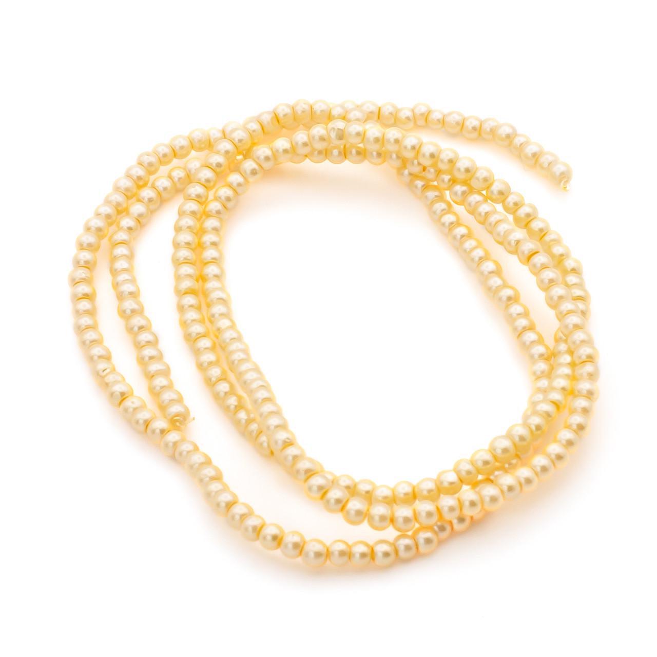 Бусины стеклянные на нитке под жемчуг 3 мм 62 см 215 шт. Шампань (БЖ0003к19)