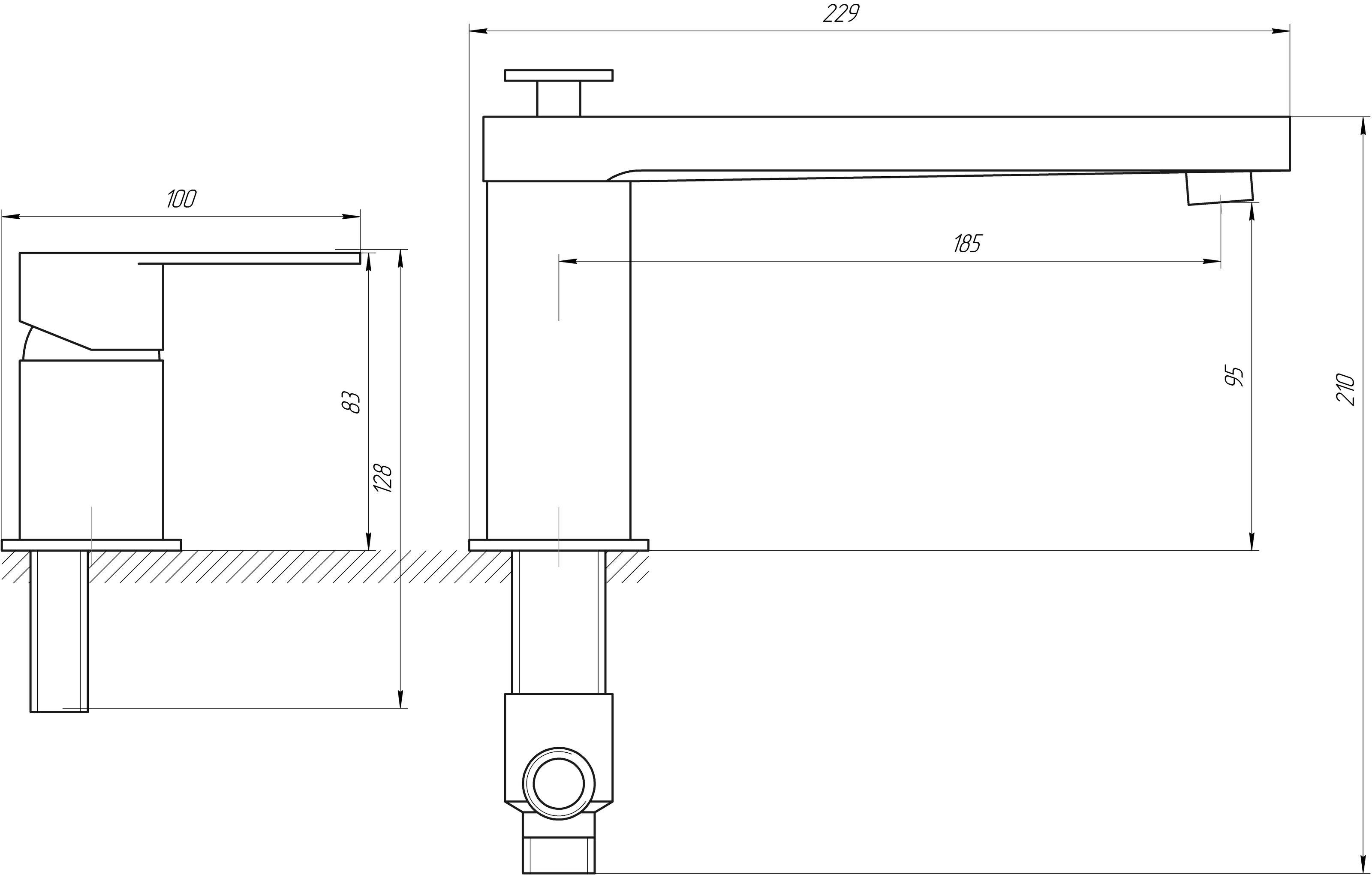 Смеситель на борт ванны TOPAZ BARTS-TB 07111-H36 000015836 на три отверстия Хром (108083) - фото 5