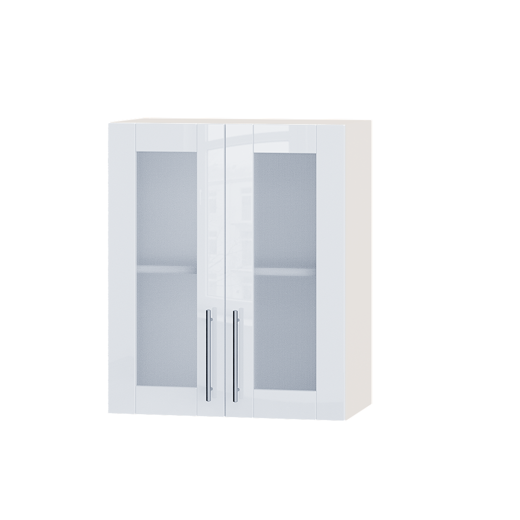 Шкаф верхний Эверест Акрил модуль витрина Верх ВВ10-600 60х30х72 см Белый глянец/Белый (01986)