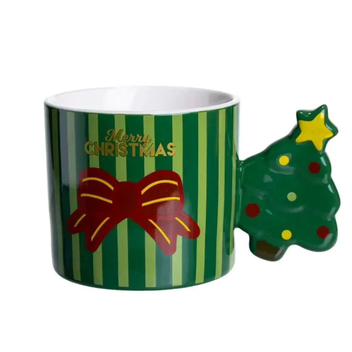 Чашка фарфоровая Merry Christmas 8х9 см 400 мл Зеленый (FM-CS-51GR)