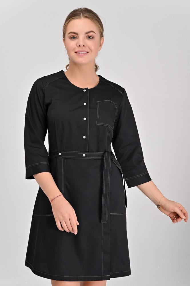 Халат TopLine Калифорния рукав 3/4 р. 46 Черный/Темно-Серый (11934-(46)чер. -стр. т.с.)