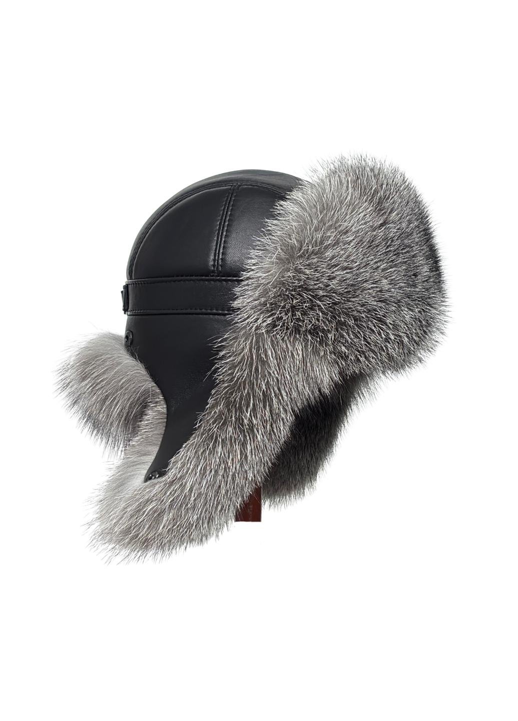 Шапка зимняя унисекс Меховой стиль Ушанка из натурального меха блюфроста XL-XXL Натуральный (514)