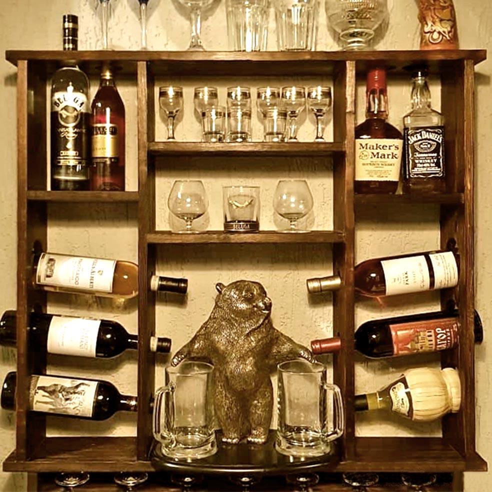 Полка для вина настенная из дерева Сарома Терракот (ПНК-010332)