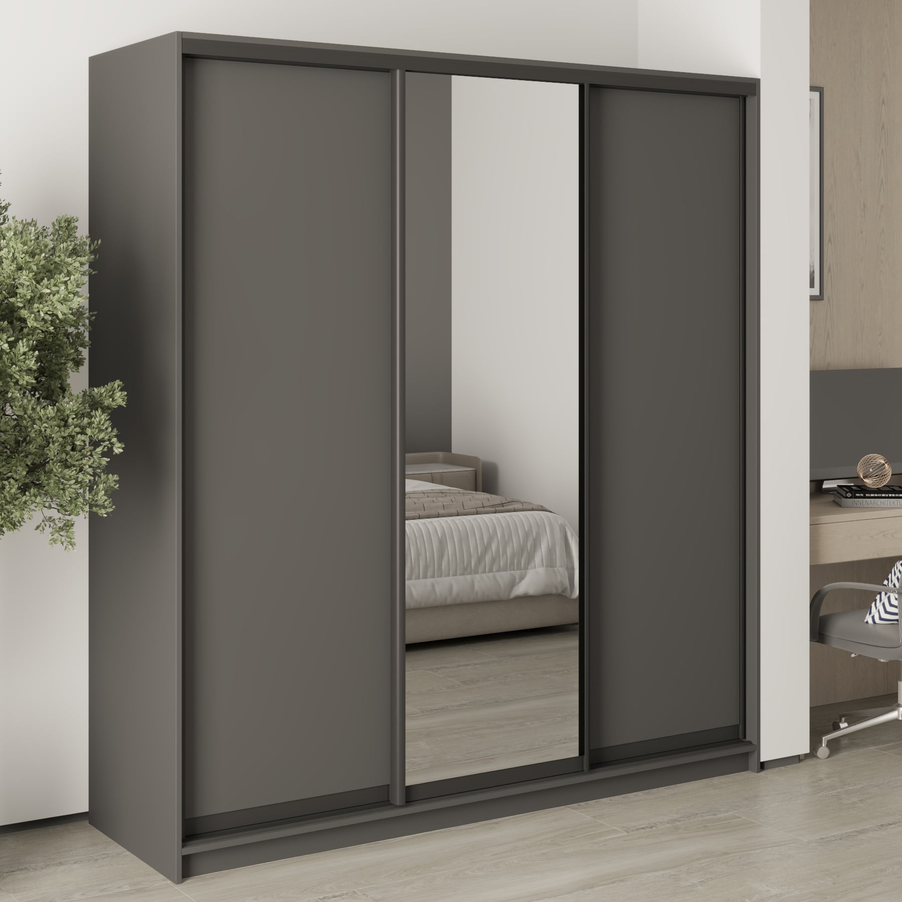 Шкаф-купе трехдверный Mebel Star Стандарт BG MBS-8347 190х60х210 см Антрацит (1007758) Шкаф-купе трехдверный Mebel Star Стандарт BG MBS-8347 190х60х210 см Антрацит (1007758)
