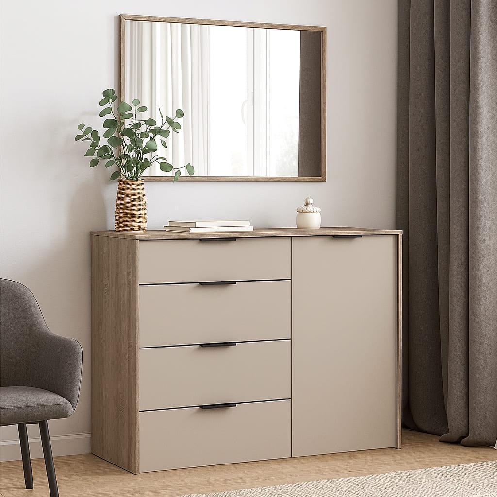 Комод К5 4Я1Д SENAM 880х1200х450 мм корпус ДСП Дуб Винтаж Оксид фасад ДСП Кашемир