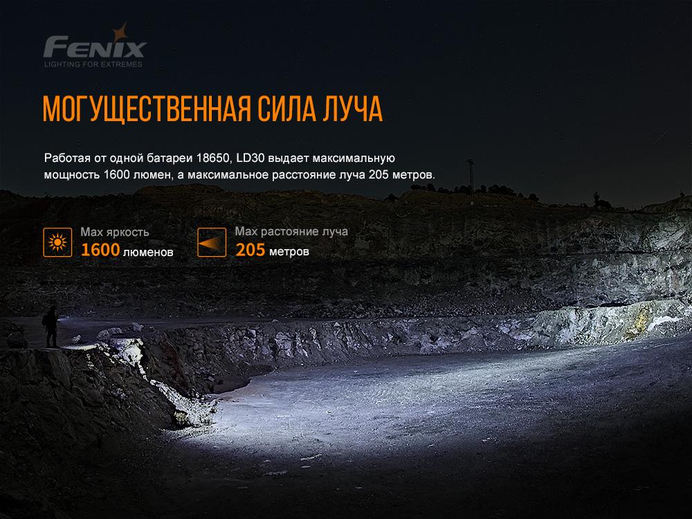 Ліхтар ручний Fenix LD30 ARB-L18-3400 з акумулятором (atlantmarket_45644) - фото 9