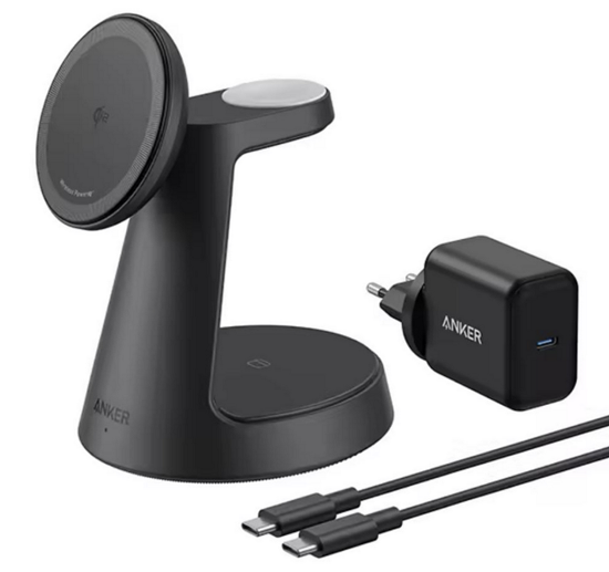 Зарядний пристрій Anker MagGo 3in1 Magsafe Charging Station Qi2 15W Black - фото 1 Зарядний пристрій Anker MagGo 3in1 Magsafe Charging Station Qi2 15W Black - фото 1