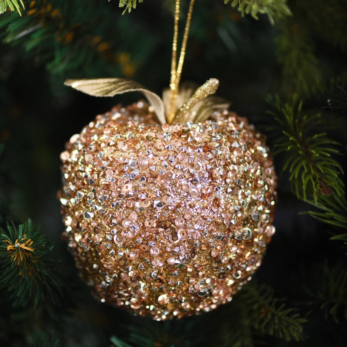 Іграшка на ялинку Яблуко 10 см Золотий (TY-5-R-488)
