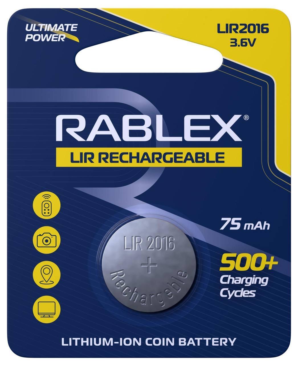 Батарейка аккумуляторная Rablex LIR2016 3,6 V 75 mAh (2226) Батарейка аккумуляторная Rablex LIR2016 3,6 V 75 mAh (2226)