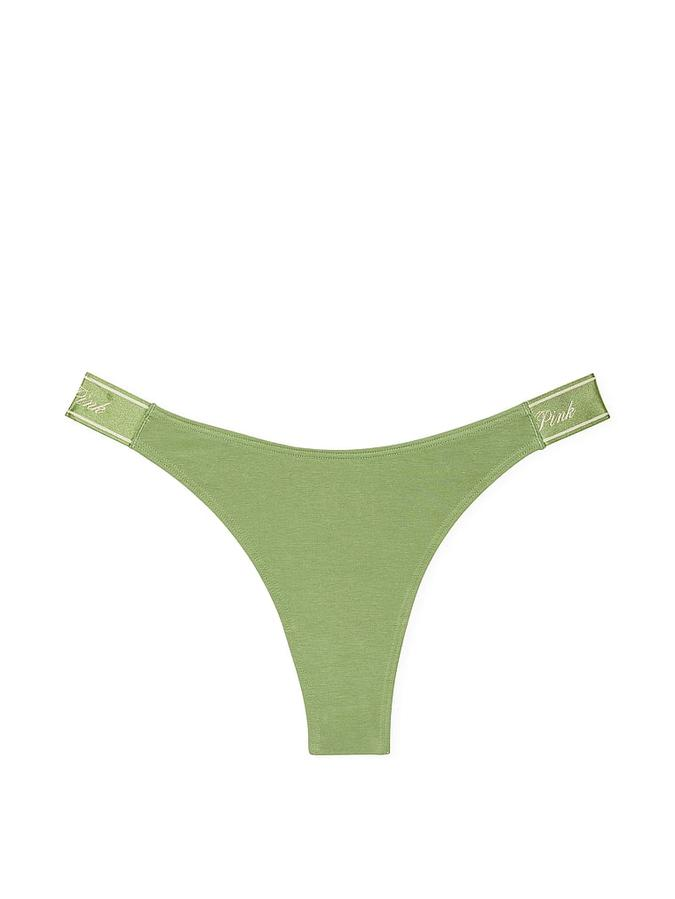 Труси Victoria's Secret Logo Cotton High-Leg Thong Panty XS Зелений (24106495)