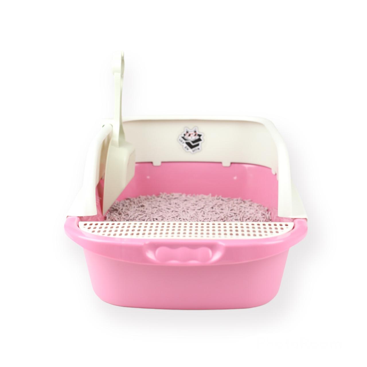 Лоток для котів CAT IN BOX з лопаткою 43х30,5х18 см Рожевий (18552779) - фото 2 Лоток для котів CAT IN BOX з лопаткою 43х30,5х18 см Рожевий (18552779) - фото 2