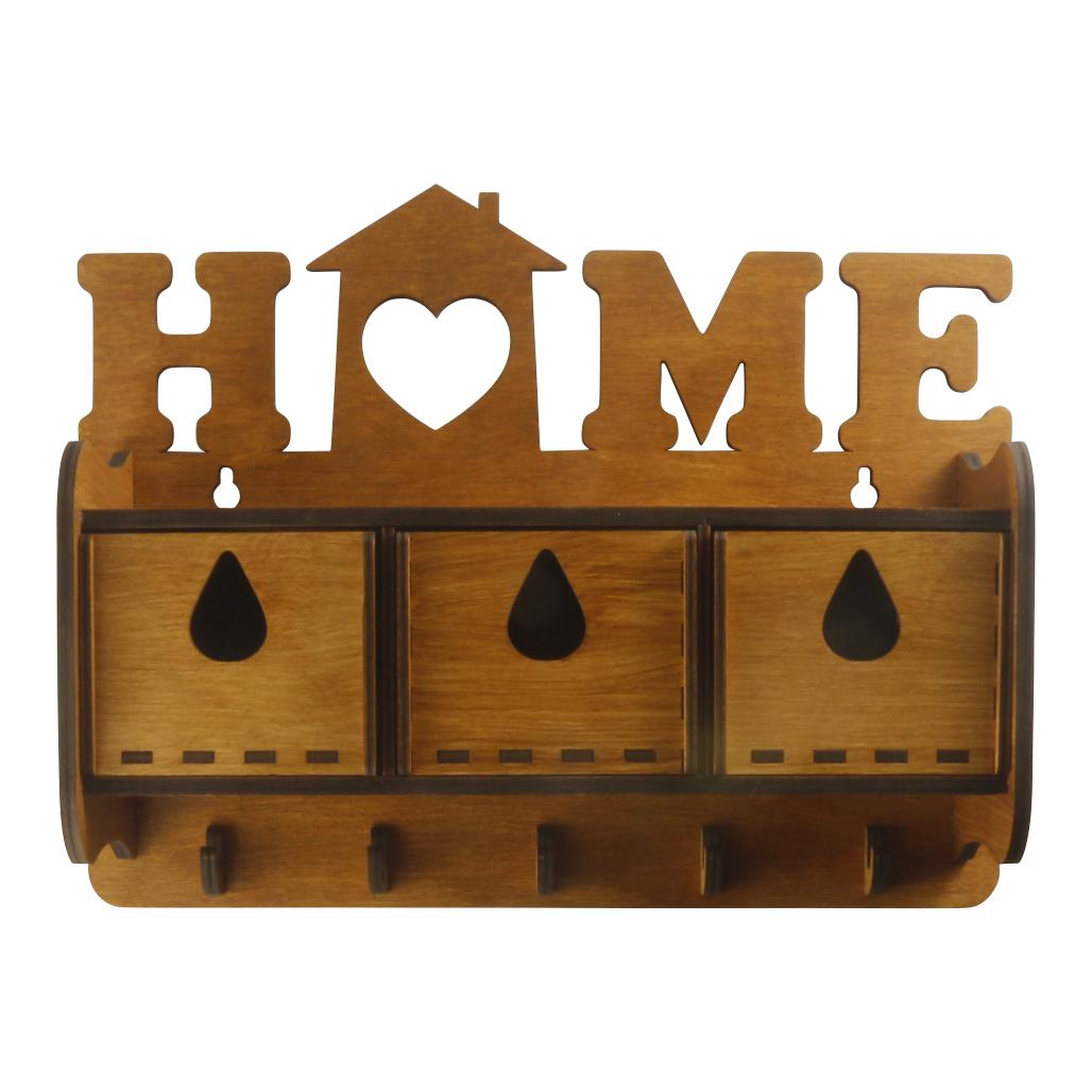 Ключница HOME из фанеры лакированная с полочкой и ящиками (09000016) Ключница HOME из фанеры лакированная с полочкой и ящиками (09000016)