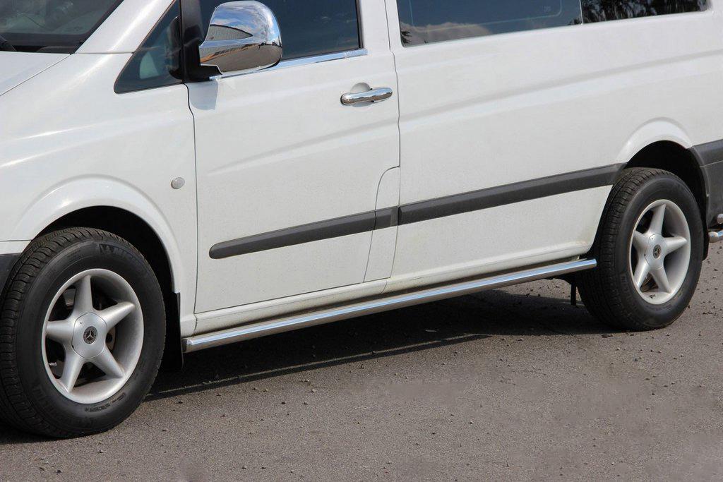 Боковые трубы BB001 2 шт. нерж. d42 длинная база для Mercedes Viano 2004-2014 гг. CAN Нержавеющая сталь Хром