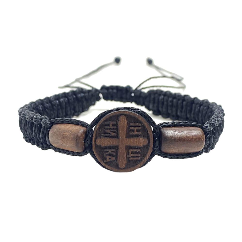 Браслет с круглым крестом плетеный (9886)