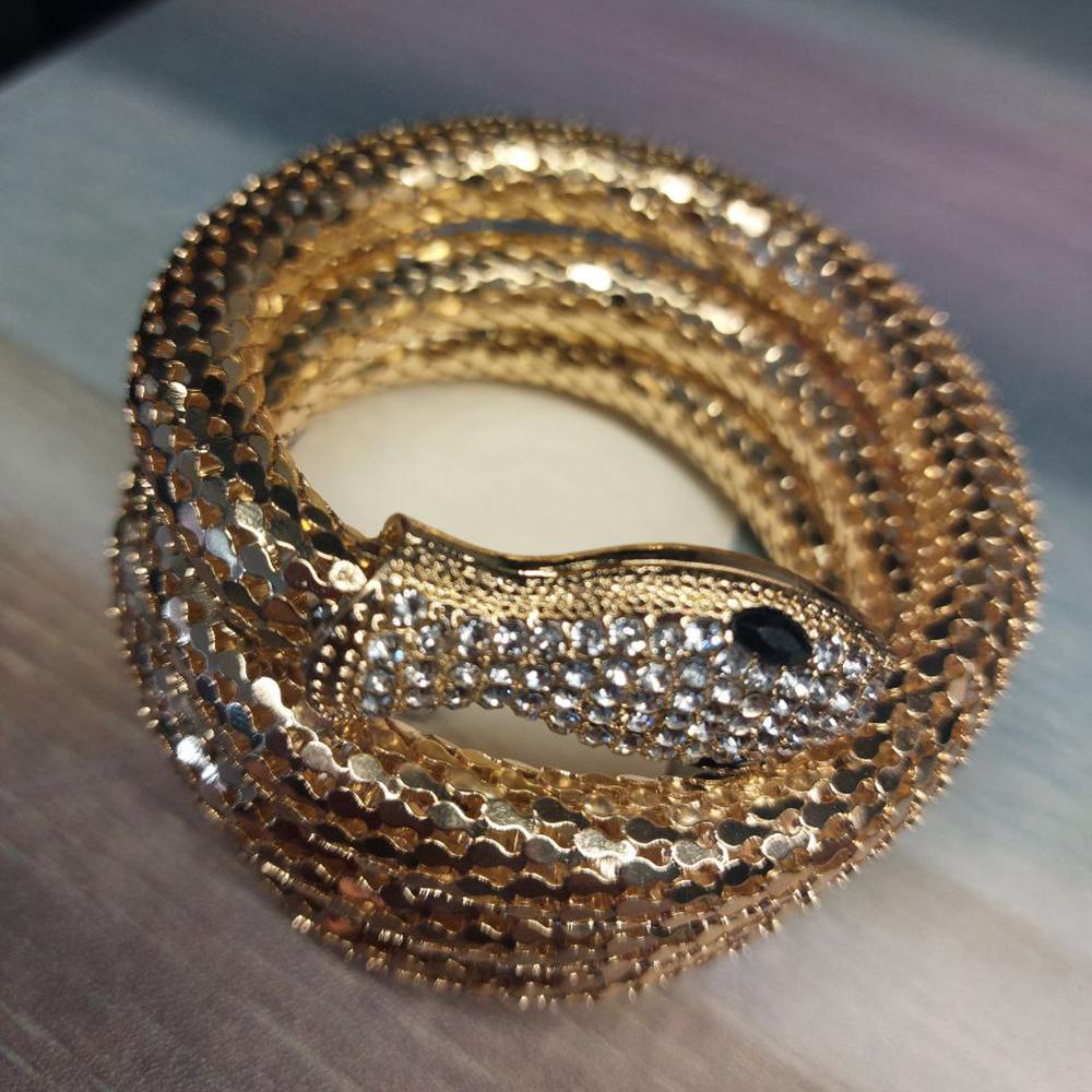 Браслет PG03878 Змейка нержавеющая сталь 7 см Золотистый (6311)