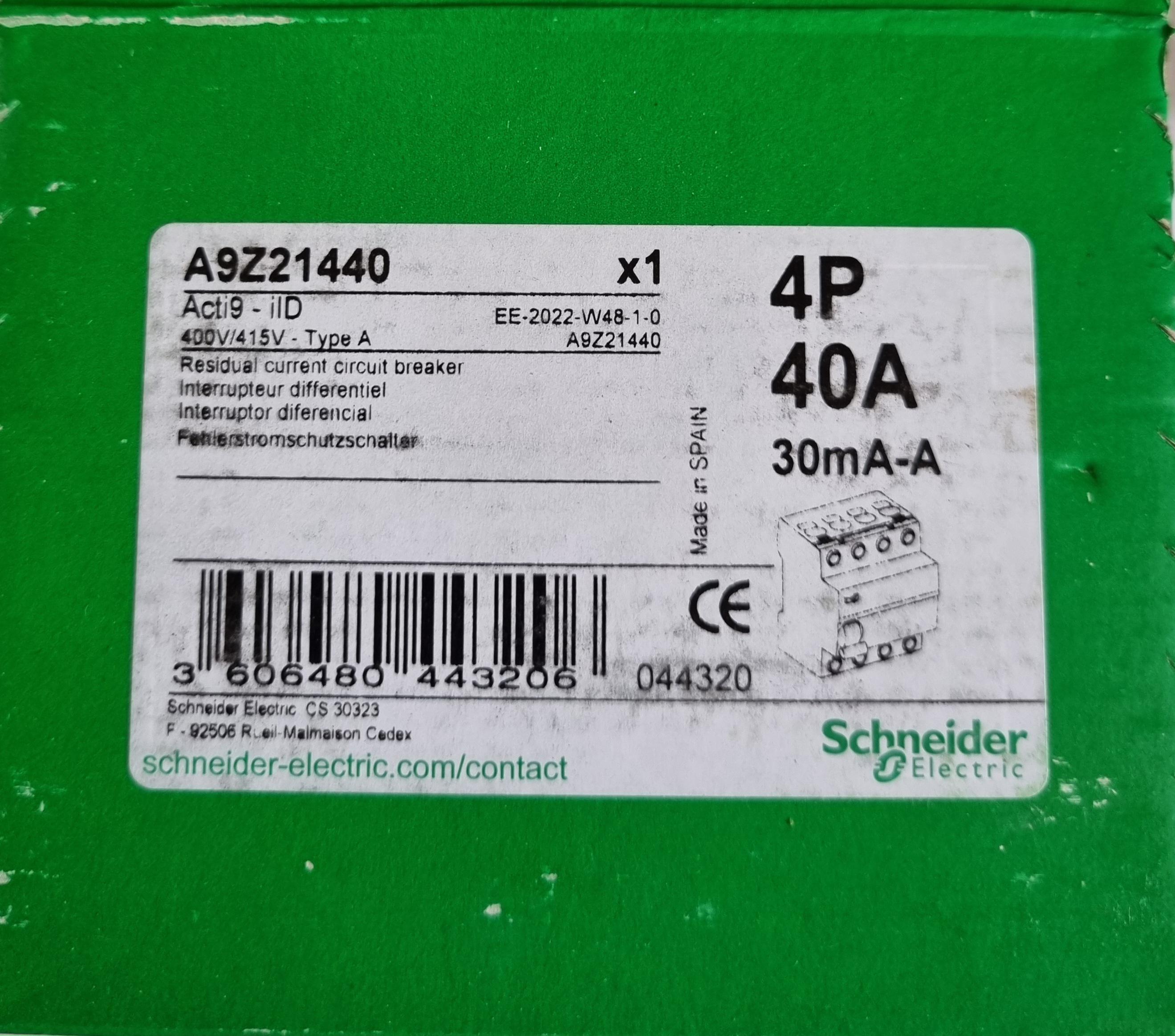 Дифференциальный выключатель нагрузки Schneider Electric УЗО 4P 40A 30ml тип А (A9Z21440) - фото 2