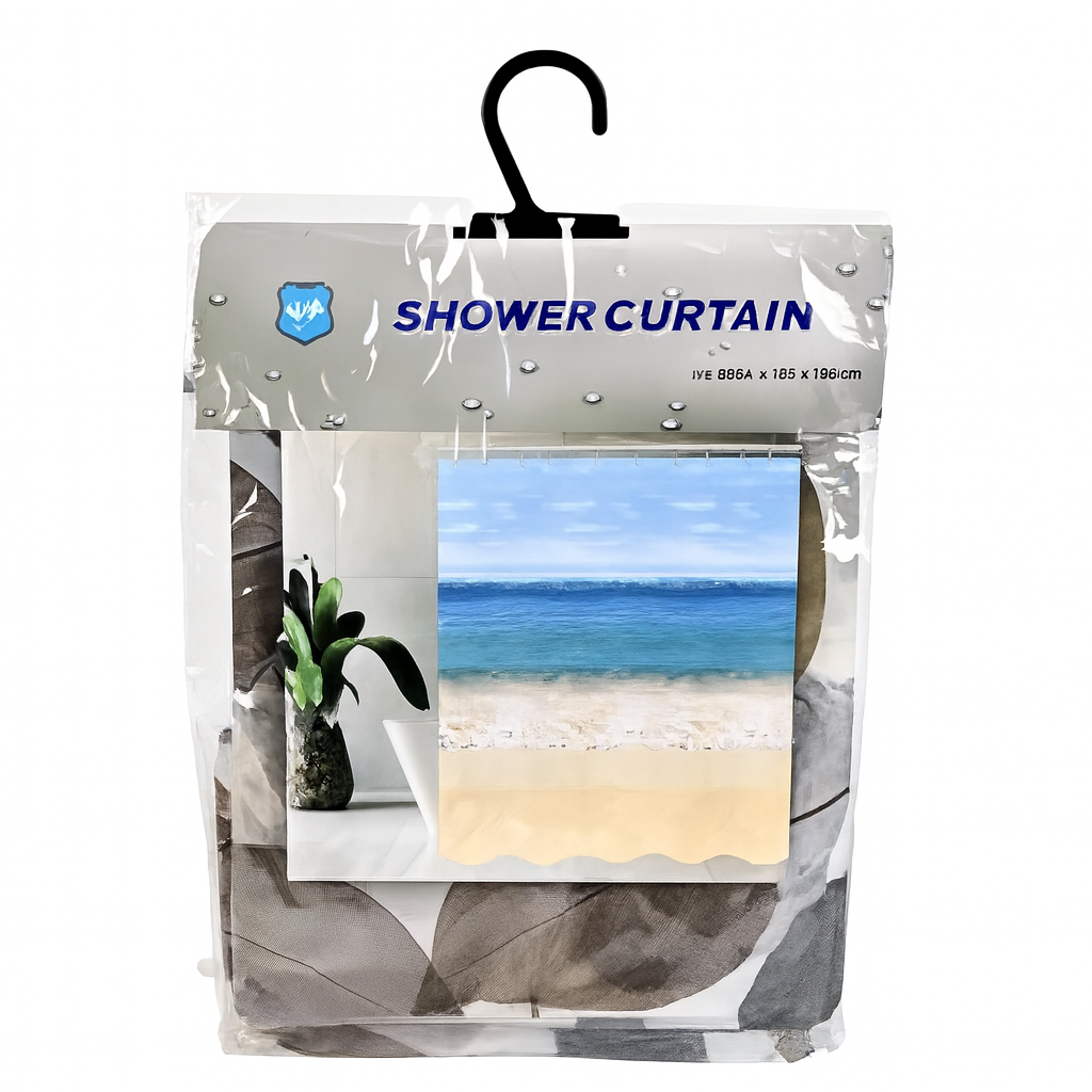 Шторка в ванную с кольцами YM R92253 Листья 180x180 см Разноцветный (27457408)