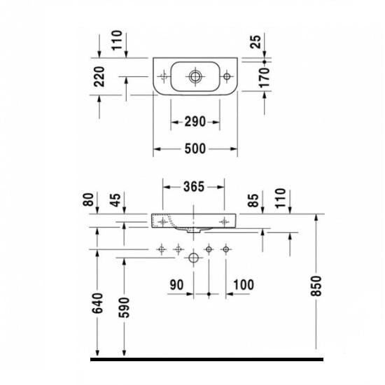 Умывальник подвесной DURAVIT Happy D.2 0711500009 500x220x110 мм Белый (143613) - фото 2 Умывальник подвесной DURAVIT Happy D.2 0711500009 500x220x110 мм Белый (143613) - фото 2