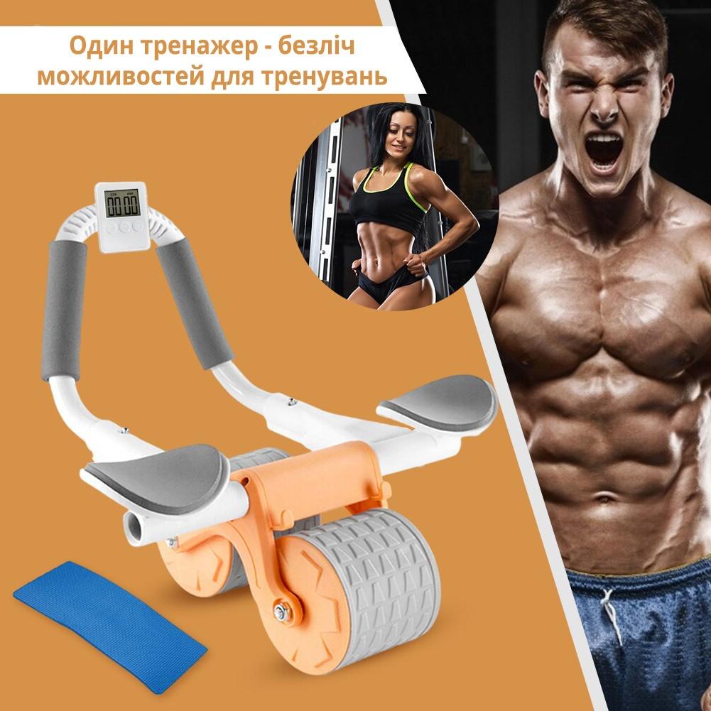 Тренажер для пресса Abs Wheel Roller с держателем смартфона и таймером - фото 3