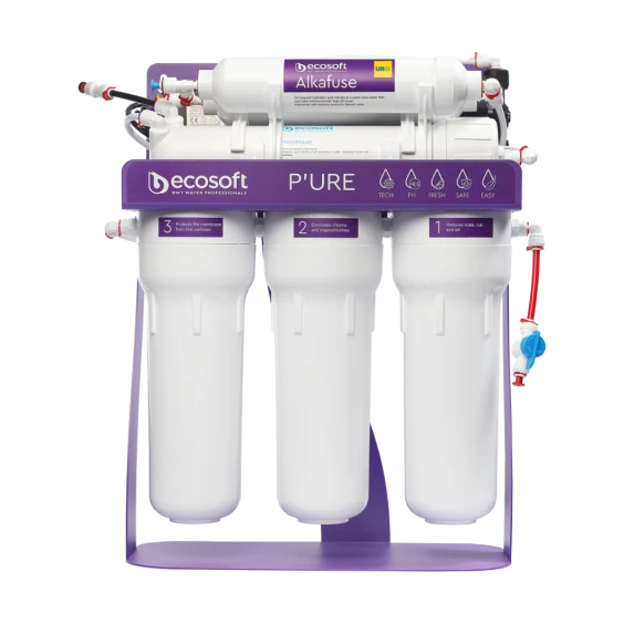 Фільтр для питної води зворотного о смосу Ecosoft P'URE Alkafuse з помпою на станині (MO675MALCPSECO)