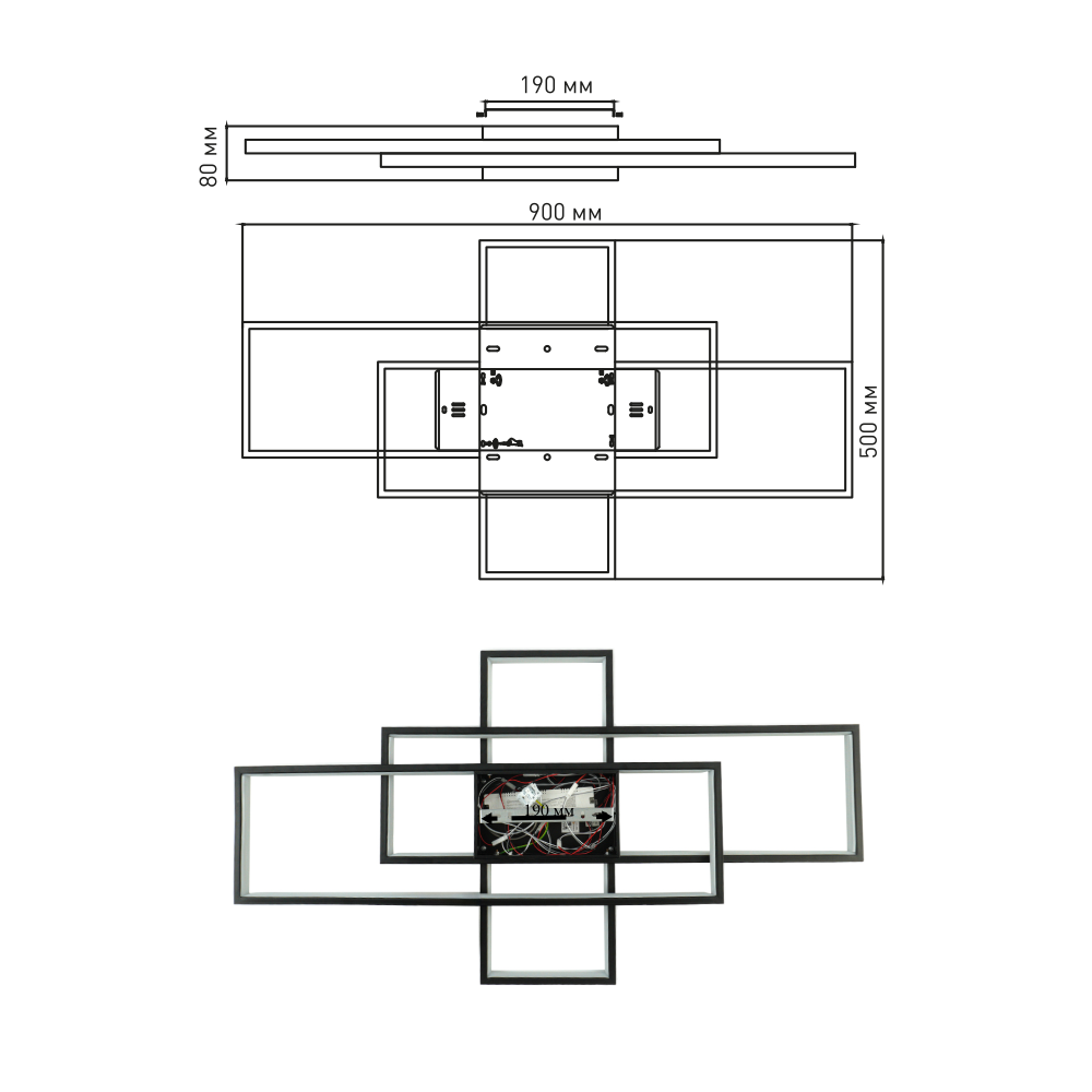 Люстра смарт светодиодная управляемая ESLLSE SVEN 123W 3S 900x500x80 мм Черный (10462) - фото 5