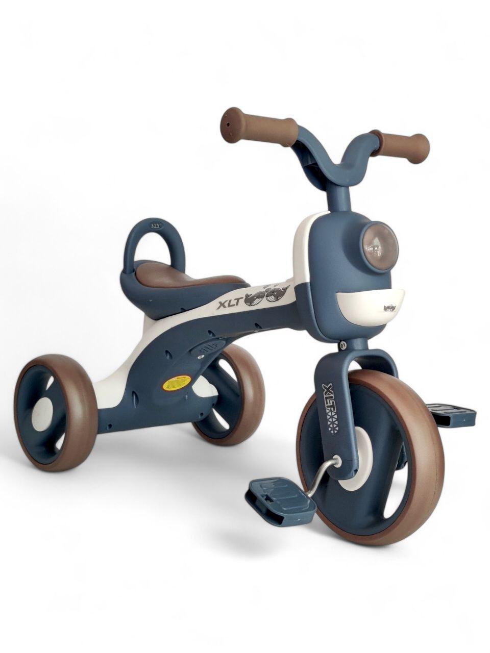 Дитячий велосипед триколісний Whale XLT918 з звуковими та світловими ефектами до 40 кг Блакитний (XLT918r-s)